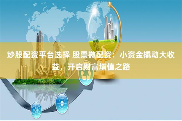 炒股配资平台选择 股票微配资：小资金撬动大收益，开启财富增值之路